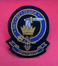 Matheson Blazer Abzeichen Matheson Hand Bestickt Bullion Draht Clan