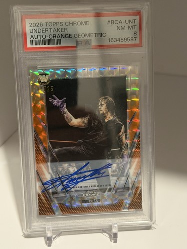 2026 Topps Chrome WWE Undertaker #86T-UT Orange Geo 1986 Legends Auto /25 PSA 8