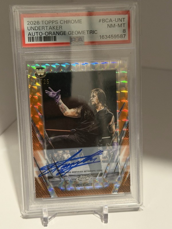 2026 Topps Chrome WWE Undertaker #86T-UT Orange Geo 1986 Legends Auto /25 PSA 8