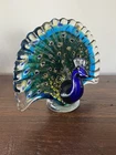 Hand-blown Murano-style Art Glass Peacock