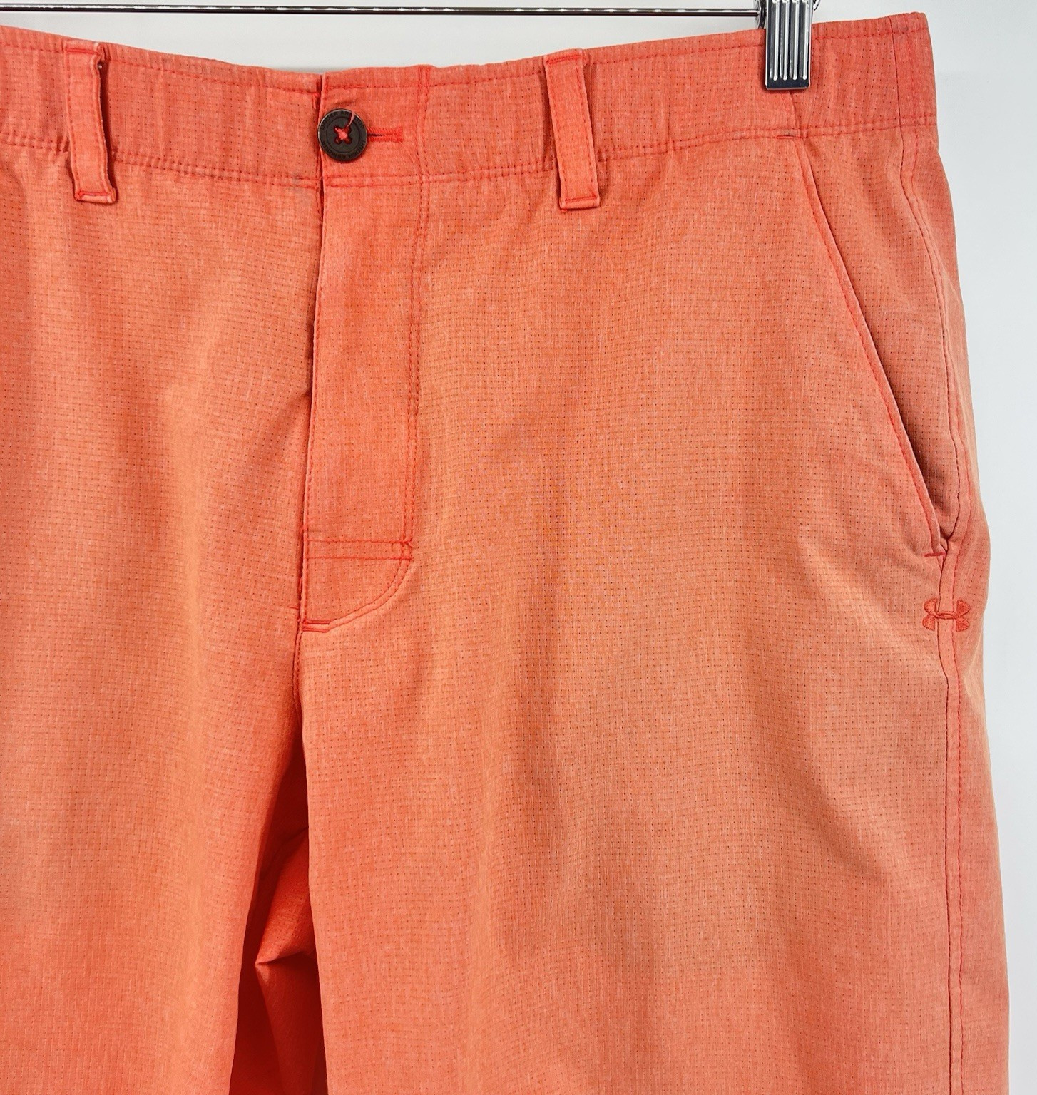 Under Armour Golf Shorts 36 Bright Peach Coral Orange Stretch 10.5" Ins thumbnail 2