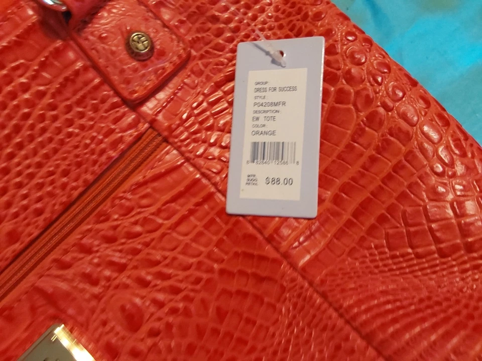NEW Marc Fisher Coral Colored Alligator Tote Purse - Image 2 of 4