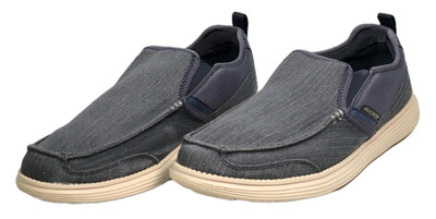 SKECHERS Men's Status Delton Relaxed Fit Blue Slip-On Canvas Loafers Size 9