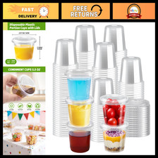 360 Sets Clear 5.5 oz Disposable Plastic Portion Cups with Lids - Ideal for Part