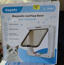 Depets Large Magnetic Cat Flap Door, Weatherproof, 4-Way Locking