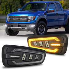 LED Fog Lights with White DRL Amber Turn Signal Bumper Fog Driving Lights Compat