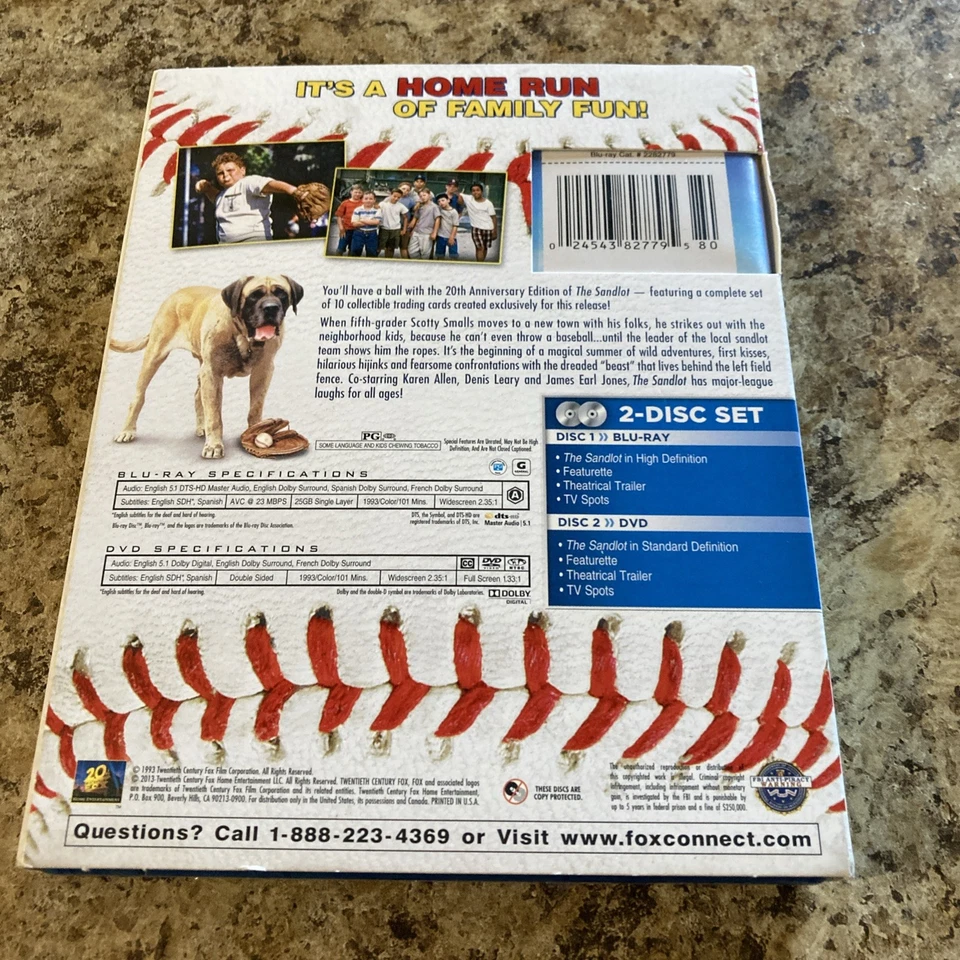 The Sandlot Blu-Ray & DVD, 20th Anniversary Edition- Includes Slipcover-OOP Foto 2 de 4