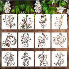 Yhslmh Floral Stencils for Painting on Wood Furniture Wall Reusable Canvas Flowe
