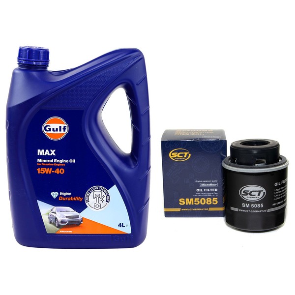MotoröL Set Gulf Max 15W-40 4 Liter + ÖLfilter FüR Skoda Fabia II 1.6 105 PS-image