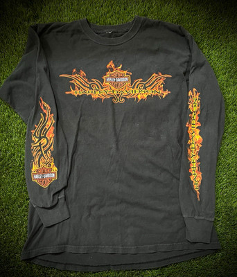 Harley-Davidson Long Sleeve T-Shirt 2013 Flames tribal HD flame logo men s Large