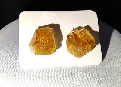 Raw Uncut Rough Cut Rock Heat Treated Amethyst? Orange Faux Citrine Stud Earring