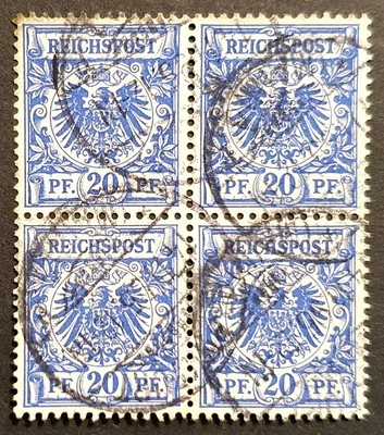 Germany Stamps 1889 20pf Blue Block of 4 Used SG49 MI48 - Image 1 of 2