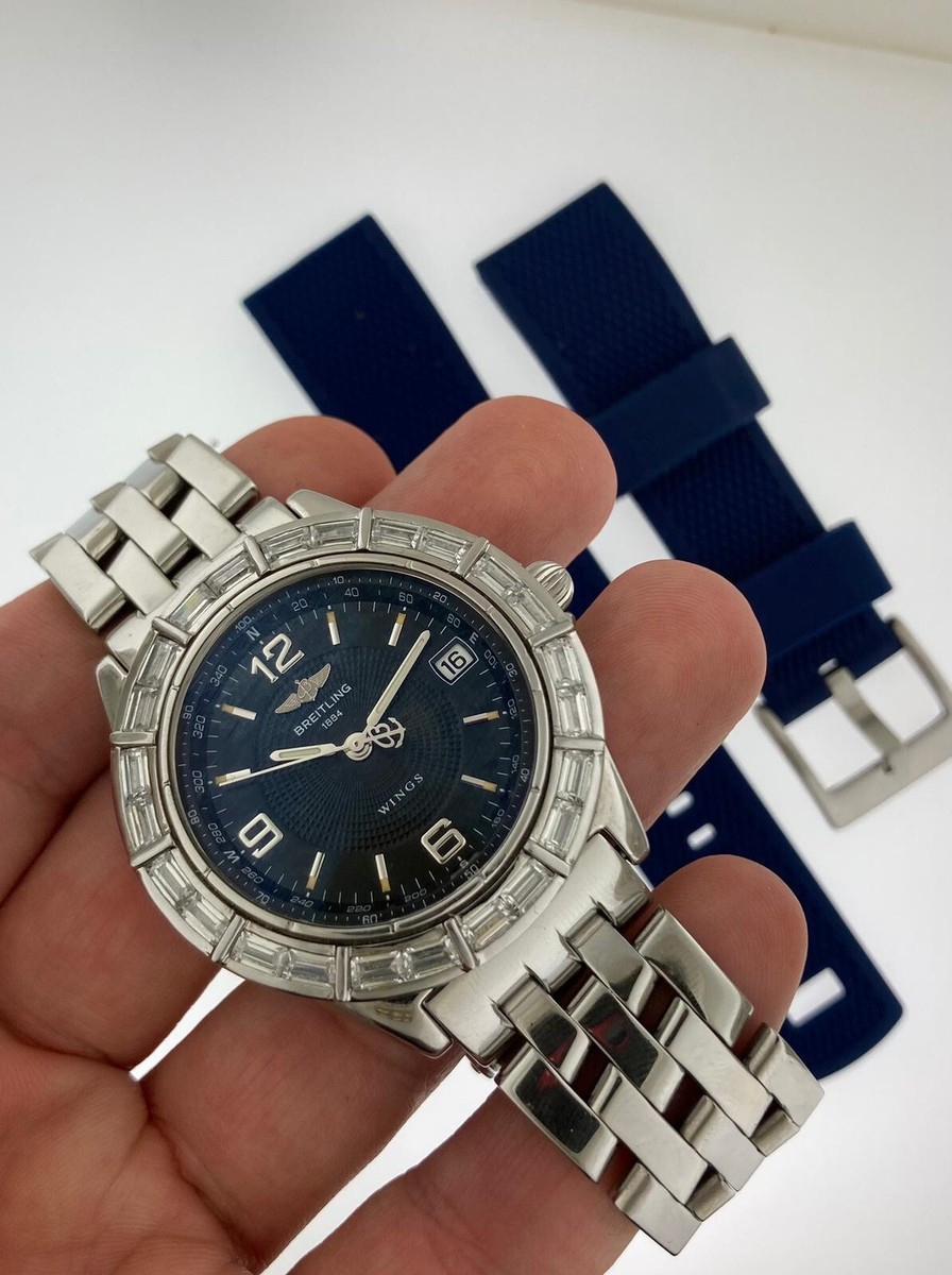 Breitling Automatic 38mm A10050 Custom Baguette Sapphires Wings 