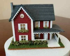 Dollhouse Miniature1:144 Scale Country Style House ASSEMBLED COMPLETELY FINISHED
