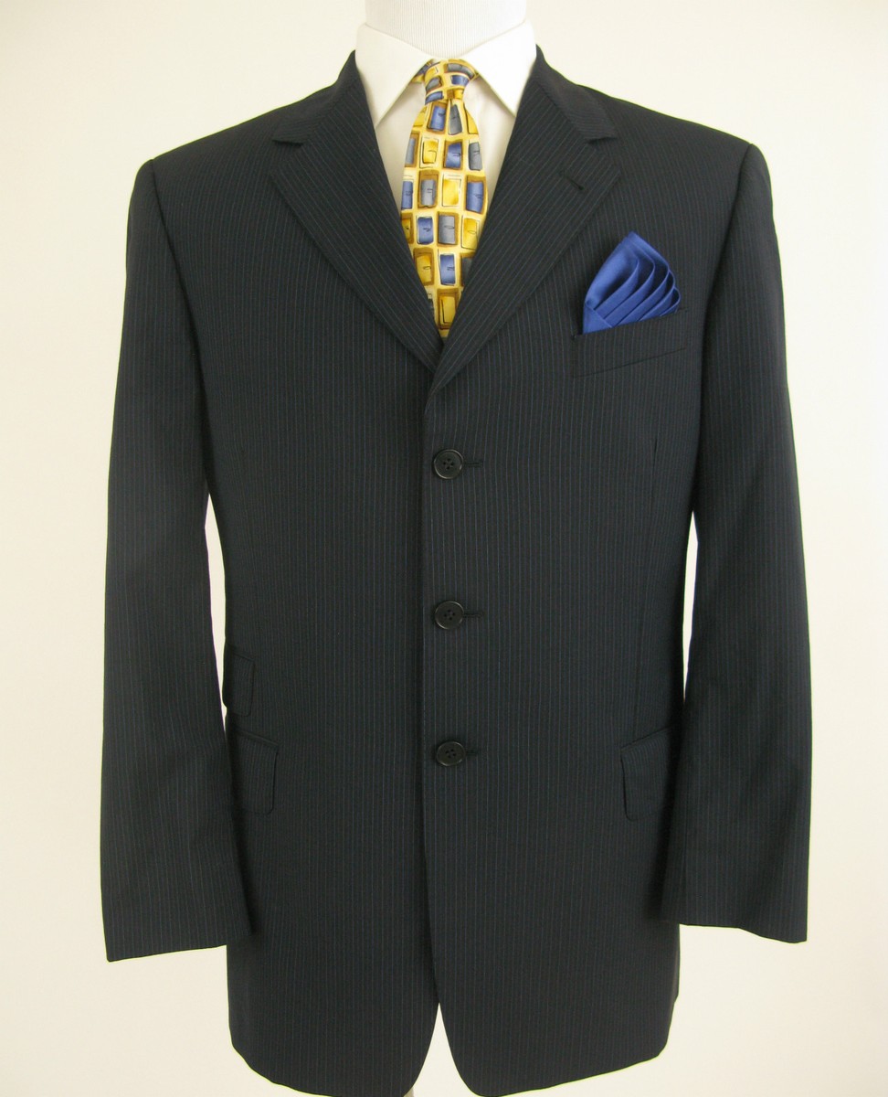 Paul Smith London Men's Wool Blue Striped Italian Blazer