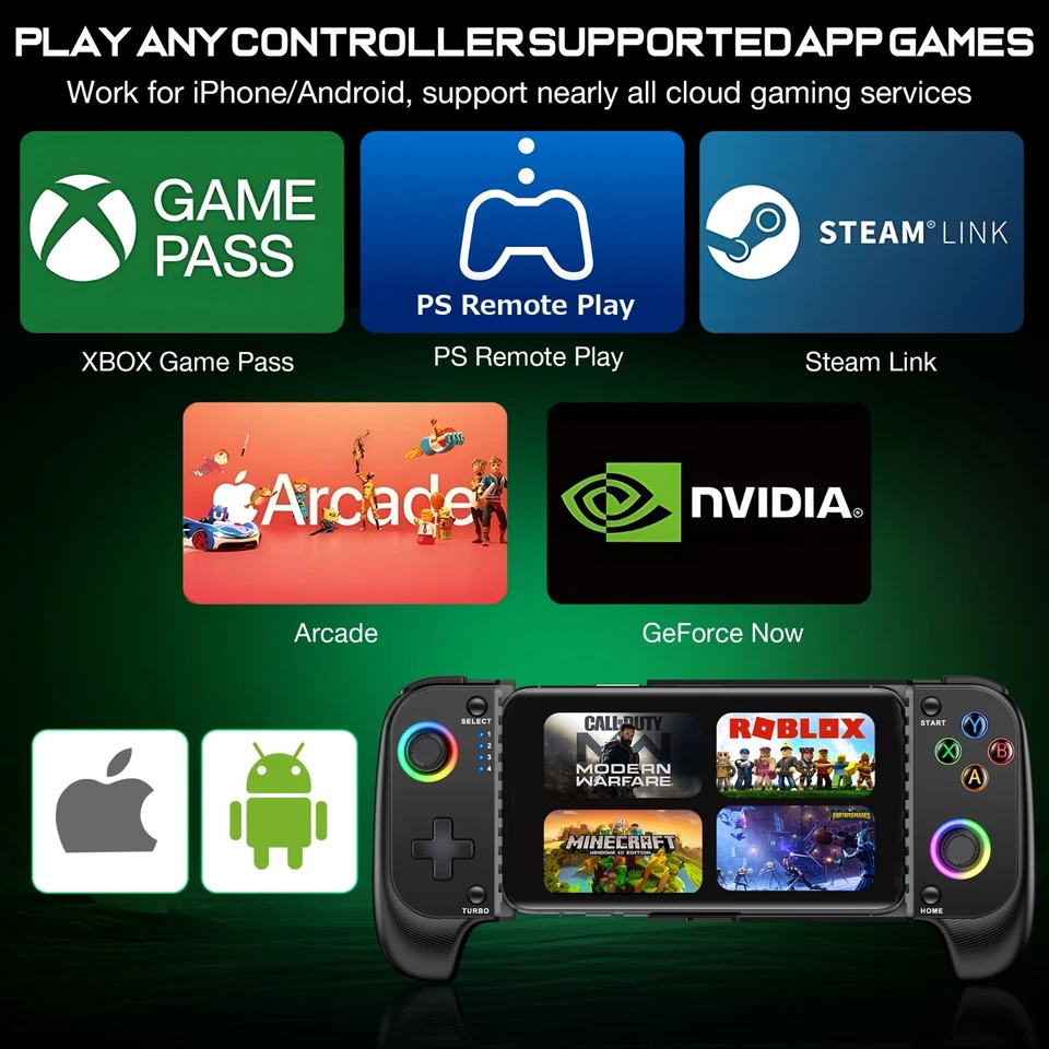 Mobiler Game Controller für iPhone/Android, iOS Wireless Gaming Controller + RGB - Bild 3 von 4