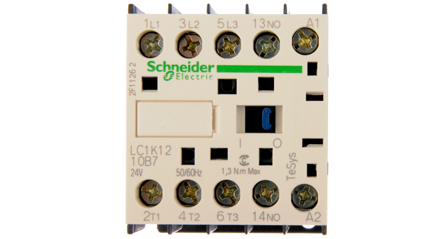 Power Contactor 12A 3P 24V AC 1NO 0R LC1K1210B7 /T2UK
