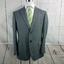 Stafford Essentials Classic Fit 40R 2 Btton Gray Birdseye Suit Blazer Sport Coat