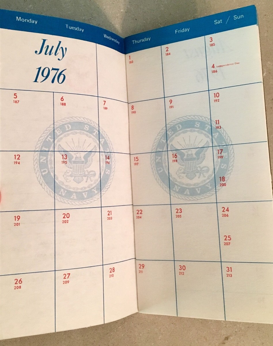 US NAVY Vintage Pocket Calendar, July 1976~September 1977 | eBay