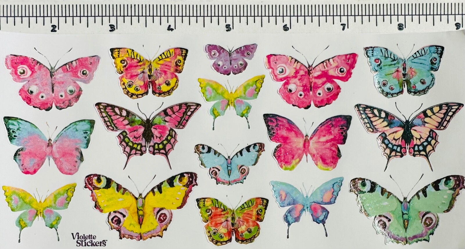 Violette Sparkle Bright Butterfly Stickers Crafts Planner Scrapbook