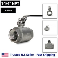 1-1/4" 2-Piece Full Port Ball Valve, Stainless Steel, NPT Threaded SS, 1000 WOG