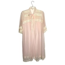 Miss Elaine Womens Peignoir Nightgown Robe Set Sz Small Vintage 1960s Pink