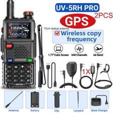 2Pcs Baofeng 5RH PRO GPS Walkie Talkies Multi Band Two Way Radios 72cm Mic Cable
