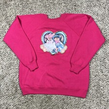 Vintage 90s Hanes Teddy Bear Raglan Crewneck Sweatshirt Womens Medium Made USA