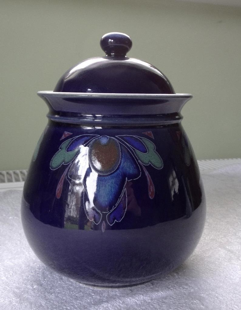 DENBY RARE STORAGE JAR/BISCUIT BARREL BAROQUE DESIGN WITH INSIDE LID DAMAGE