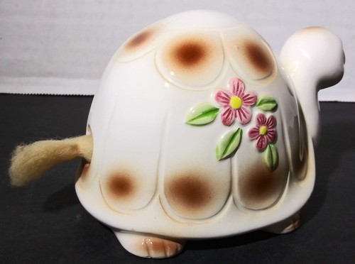 MCM Schildkröte Wattebauschhalter Spender Vintage Schwanzloch Keramik anthropomorph - Bild 7 von 10