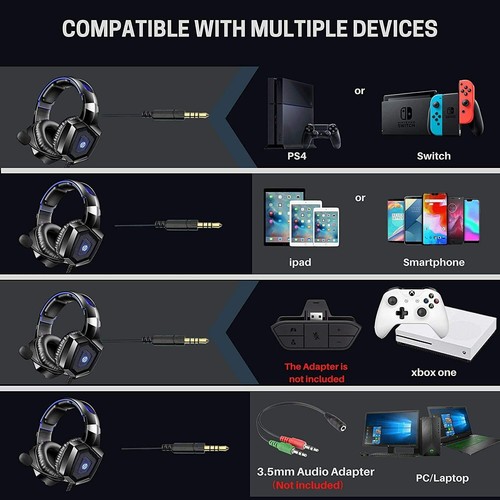 HP Wired Headset with LED Noise Cancelling Mic HP Over ear Gaming Headphone PS4  - Picture 2 of 7