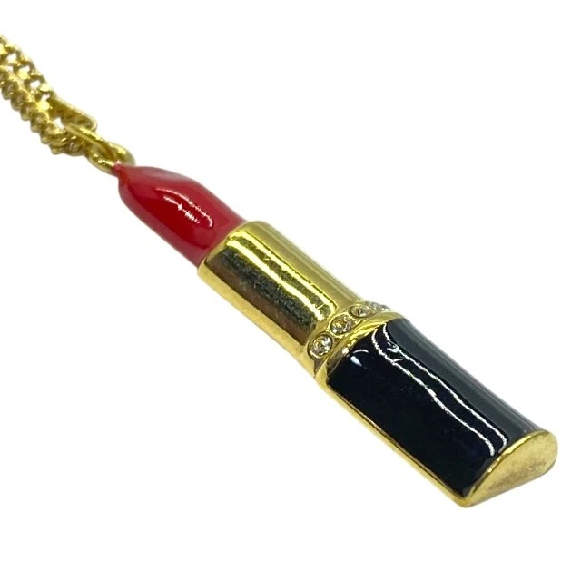 SAINT LAURENT (YSL) Collana SAINT LAURENT motivo labbra GP strass oro nero rosso accessori donna