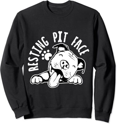 Resting Pit Face Funny Dog , Pitbull Meme Design Unisex Crewneck Sweatshirt