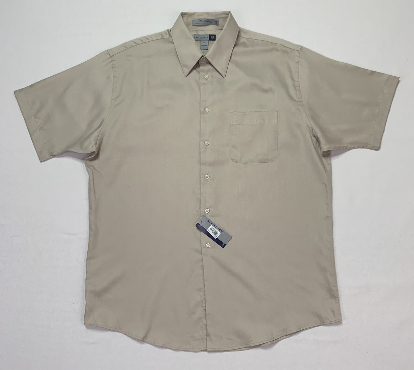 FILA Camicia uomo Savile Row 16 1 2 kaki manica corta bottoni davanti nuova con etichetta