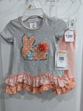 Bonnie Jean Baby Toddler Little Girls Easter Holiday Bunny Outfit Peach Set