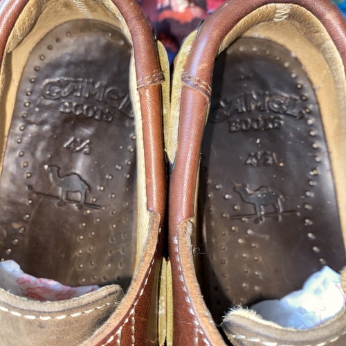 Vintage Camel Boots Low Top Lug Sole Leather Shoes 4.5 Rare Size Good Shape - Picture 10 of 11