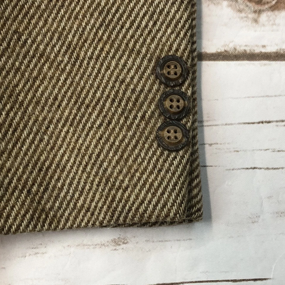 Chaqueta Blazer Vintage Kingsridge 46L Beige Rayas Lana Tweed Dos Botones A Medida Foto 4 de 4