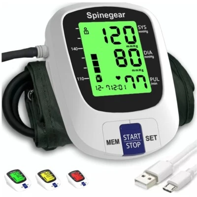 SPINEGEAR Rechargeable Electric Blood Pressure Monitor - Fast Charge BP Machine NHS accept