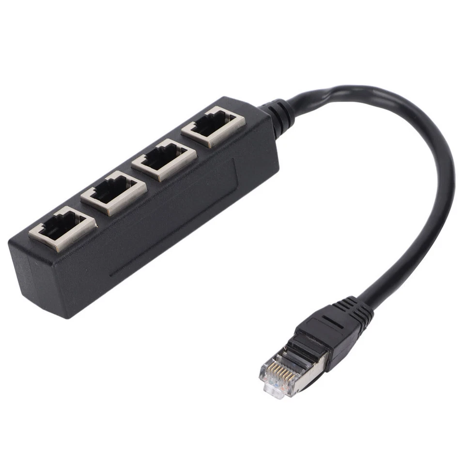 RJ45 Splitter Adapter 1 to 4 Ways Port LAN Ethernet Network Cable Connector Plug - Image 2 of 4