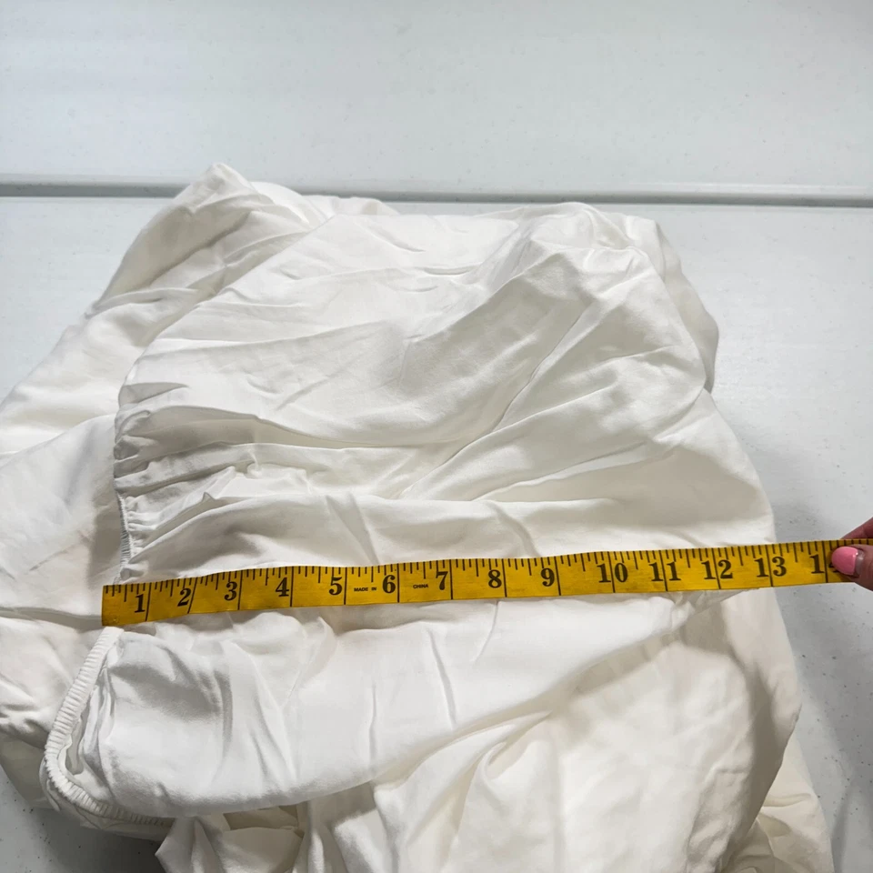 DKNY Sábana Bajera Completa Sólida Blanca 100% Algodón Moderna Tradicional Foto 2 de 4