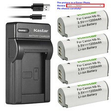Kastar Battery Slim Charger for OEM NB9L Canon PowerShot ELPH 510 520 530 SD4500