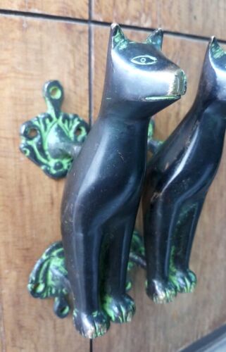 Cat Shape Vintage Antique Style Handmade Brass Door Handles Set Home Decor Gift - Picture 4 of 4