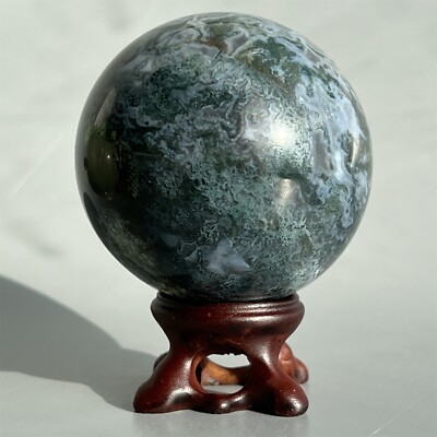 290g+ Natural Aquatic agate ball Quartz Crystal Sphere healing Gift+base 60mm+