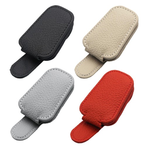 Car Leather Sunglasses Clip Sun Visor Mount Fastener Ticket Glasses Holder - Picture 4 of 22