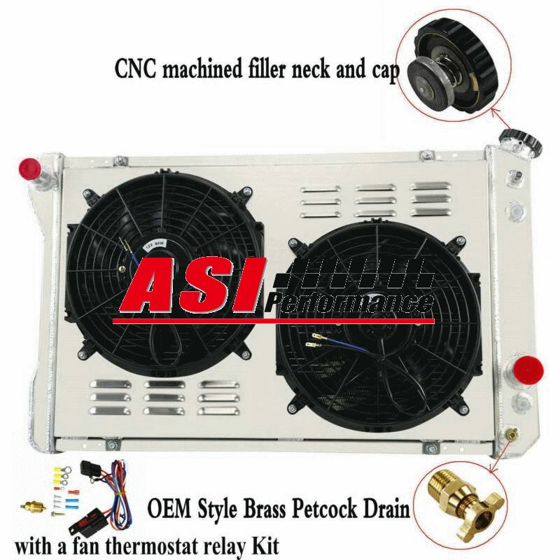 CC951 4Row Radiator+Shroud+Fan For 1982-1992 1991 Chevy Camaro Iroc-Z RS Z28 V8 Foto 2 de 4