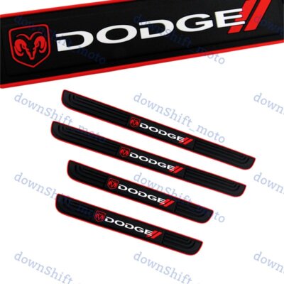 NEW For DODGE 4PCS Black Rubber Car Door Scuff Sill Cover Panel Step Protector