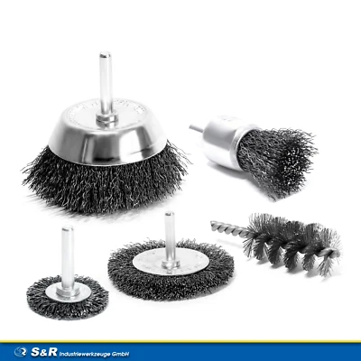 S&R Drahtbürste Set 5-teilig für Bohrmaschine
