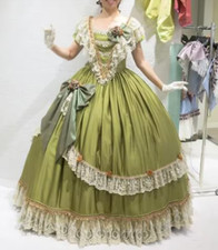 Historical Victorian Princess Green Ball Gown Wedding Dress Civil War Southern