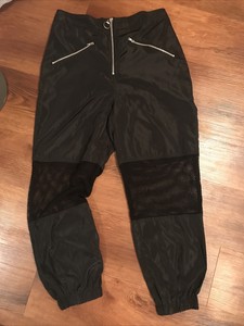 Junior’s Woman’s EMO Club Black Net Zipper Casual pant Elastic Ankle S/M Fashon