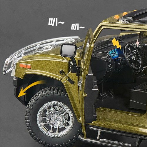 1:18 HUMMER H2 Highway 61 SUV Diecast Car Model Sound Light Simulation Kids Gift - Picture 4 of 24
